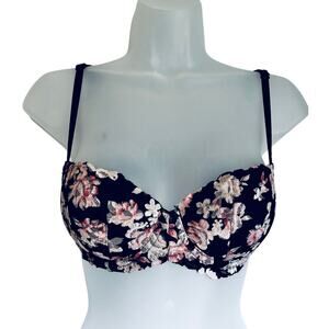PINK Victoria's Secret Pushup Bra 34B Floral Black Pink White